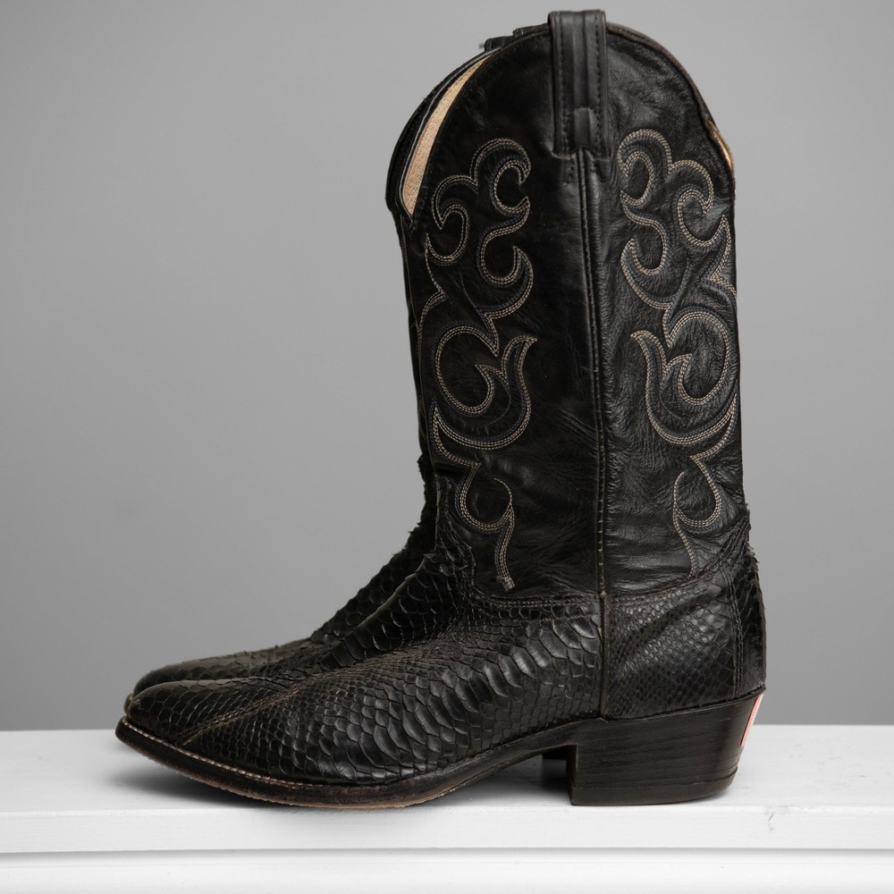 Snakeskin Western Cowboy Boots Mens 11 Exotic Western Biker Rodeo Edgy Gothic